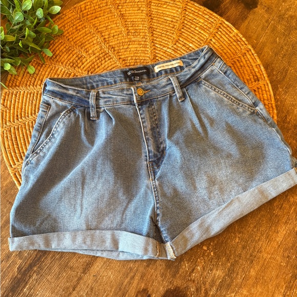 BCBGeneration Pants - BCBGeneration Light Blue Pleated Trouser Jean Shorts